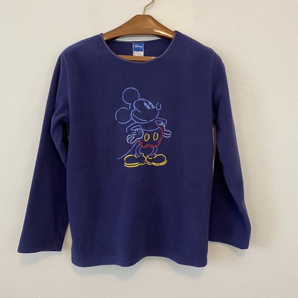 Disney Mickey Mouse Navy Blue Fleece Crew Neck Sweatshirt Adult Medium